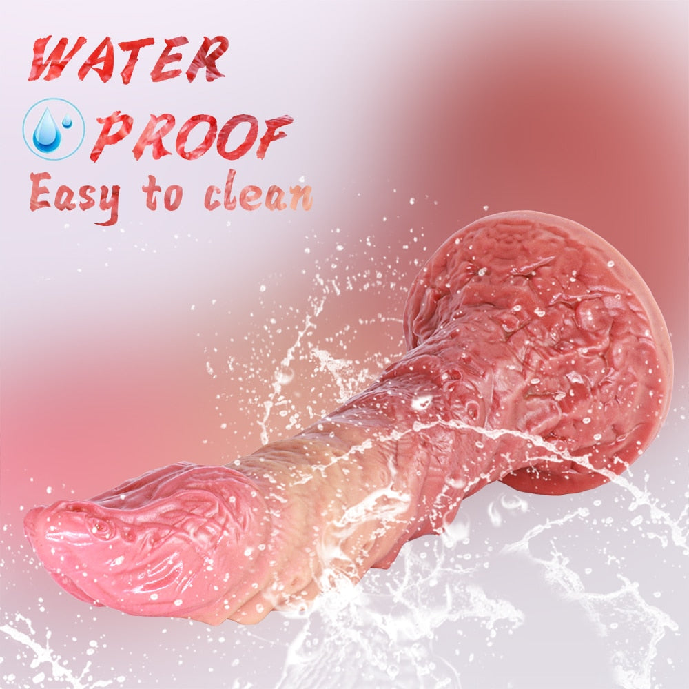Genuine Crocodile Silicone Sex Toy for Penis Silicone Adult Sex Toys for Women G-Spot Massage Suction Cup for Couples