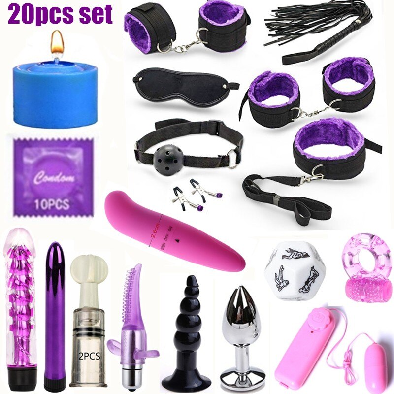ชุดของเล่นอีโรติก BDSM ของเล่นเซ็กซี่ เกมสำหรับผู้ใหญ่ อุปกรณ์พันธนาการทางเพศ กุญแจมือ ที่หนีบหัวนม แส้ ปลอกคอ ของเล่นทางเพศสำหรับคู่รัก