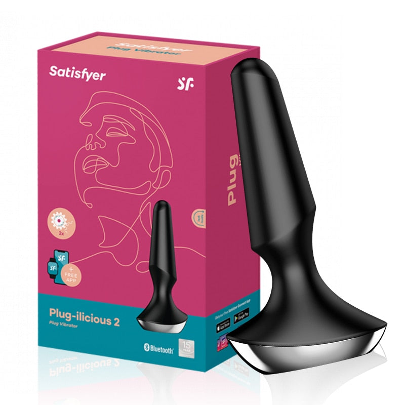 Satisfyer Plug-Ilicious 2 App รีโมทคอนโทรลนวดต่อมลูกหมาก Buttplug ของเล่นสำหรับชาย Vibrator ซิลิโคนวัสดุหญิง Anal Plug