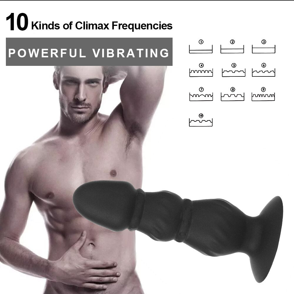 ไวเบรเตอร์ดิลโด้กระตุ้น G-spot แบบมีปุ่ม 10 สปีด พร้อมรีโมทคอนโทรล, ไวเบรเตอร์สอดทางทวารหนัก, เครื่องนวดต่อมลูกหมาก, ของเล่นทางเพศสำหรับผู้ชาย