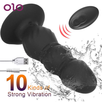 ไวเบรเตอร์ดิลโด้กระตุ้น G-spot แบบมีปุ่ม 10 สปีด พร้อมรีโมทคอนโทรล, ไวเบรเตอร์สอดทางทวารหนัก, เครื่องนวดต่อมลูกหมาก, ของเล่นทางเพศสำหรับผู้ชาย