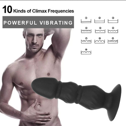 ไวเบรเตอร์ดิลโด้กระตุ้น G-spot แบบมีปุ่ม 10 สปีด พร้อมรีโมทคอนโทรล, ไวเบรเตอร์สอดทางทวารหนัก, เครื่องนวดต่อมลูกหมาก, ของเล่นทางเพศสำหรับผู้ชาย