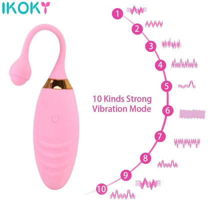 ของเล่นทางเพศสำหรับผู้หญิงแบบ 10 สปีด ไข่สั่นกระตุ้นช่องคลอดและคลิตอริส ไข่กระโดดแบบไร้สายพร้อมรีโมทคอนโทรล