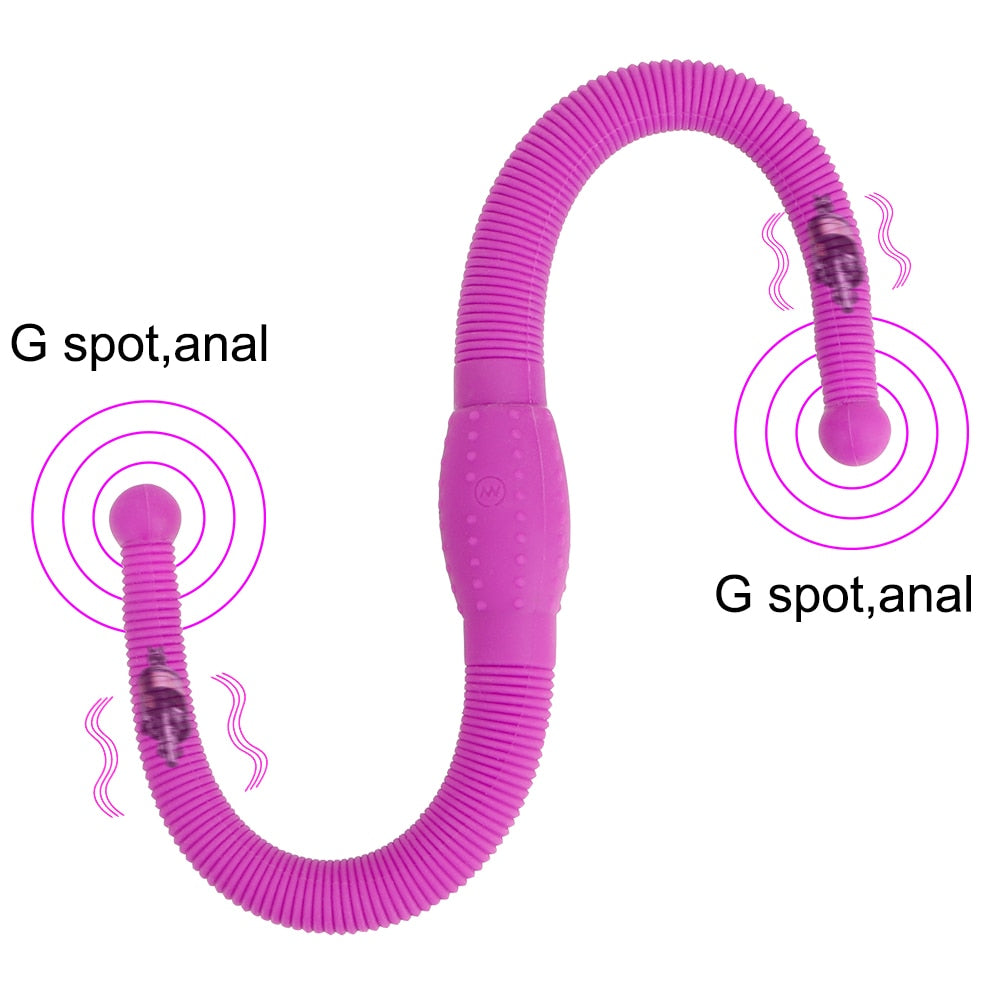 12 สปีดเลสเบี้ยนสายรัดดิลโด้แบบสั่น ยืดหยุ่น หัวคู่ เครื่องนวดช่องคลอด G-Spot ของเล่นทางเพศทางทวารสำหรับผู้หญิง ผลิตภัณฑ์สำหรับผู้ใหญ่