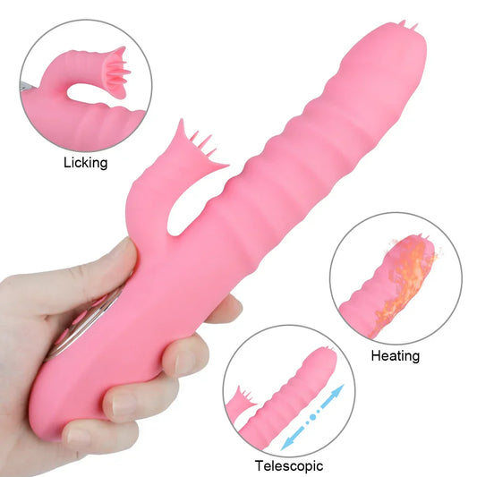 เครื่องนวดช่องคลอดและจุดจี 12 ระบบสั่น 5 โหมด ยืดหดได้ Dildo มีระบบทำความร้อน เครื่องสั่นเลียลิ้น กระตุ้นปุ่มกระสัน
