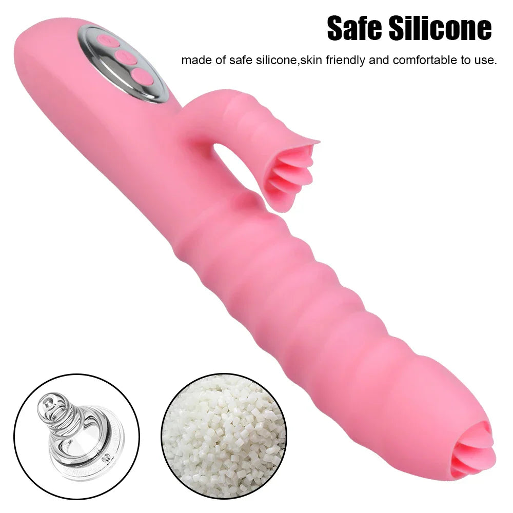 เครื่องนวดช่องคลอดและจุดจี 12 ระบบสั่น 5 โหมด ยืดหดได้ Dildo มีระบบทำความร้อน เครื่องสั่นเลียลิ้น กระตุ้นปุ่มกระสัน