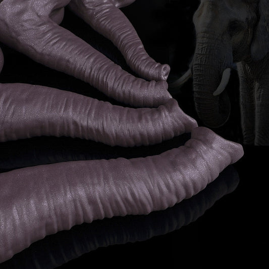 12in Realistic Elephant Shape Soft Silicone Dildo Big Penis Double Suction Self-stimulation Masturbation Lesbian Anal Sex Toy