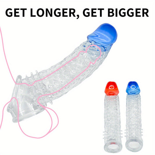 Ultra-Realistic Textured Penis Sleeve With Extender & Testicle Ring - Reusable. Enhances Size & Girth. Ideal For Couples