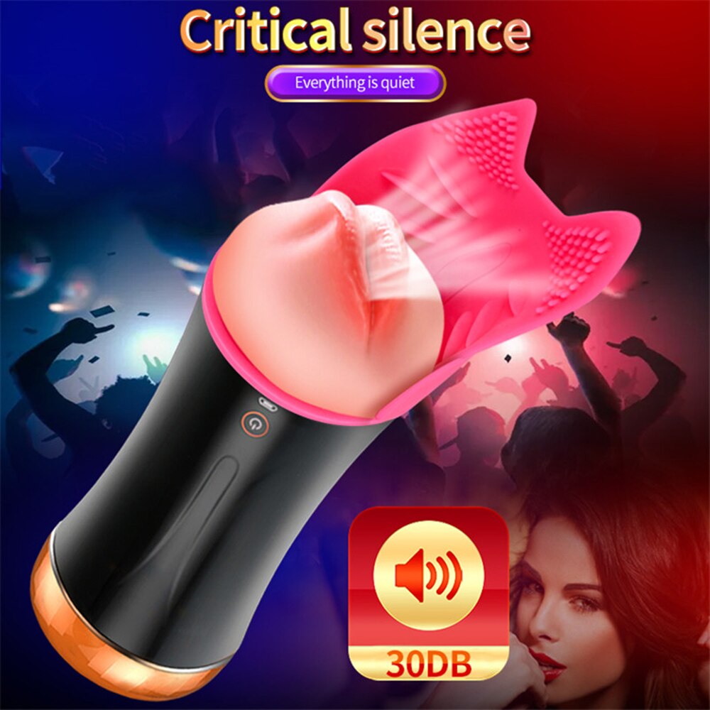 Dual-Head Vibrator Enjoyment Masturbation Cup Tongue Licking Vagina Pocket Pussy Adult Vibrator Sexy Toy for Men Orgasm
