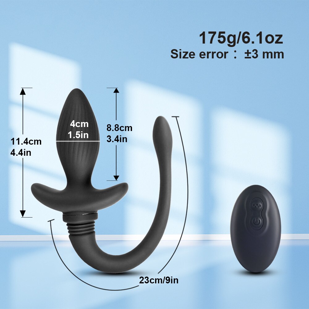 Dildo vibrator for women, dog tail shaped vibrator, anal expander, G-spot sex toy, erotic accessory for BDSM couples