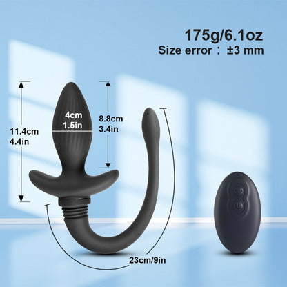 Dildo vibrator for women, dog tail shaped vibrator, anal expander, G-spot sex toy, erotic accessory for BDSM couples