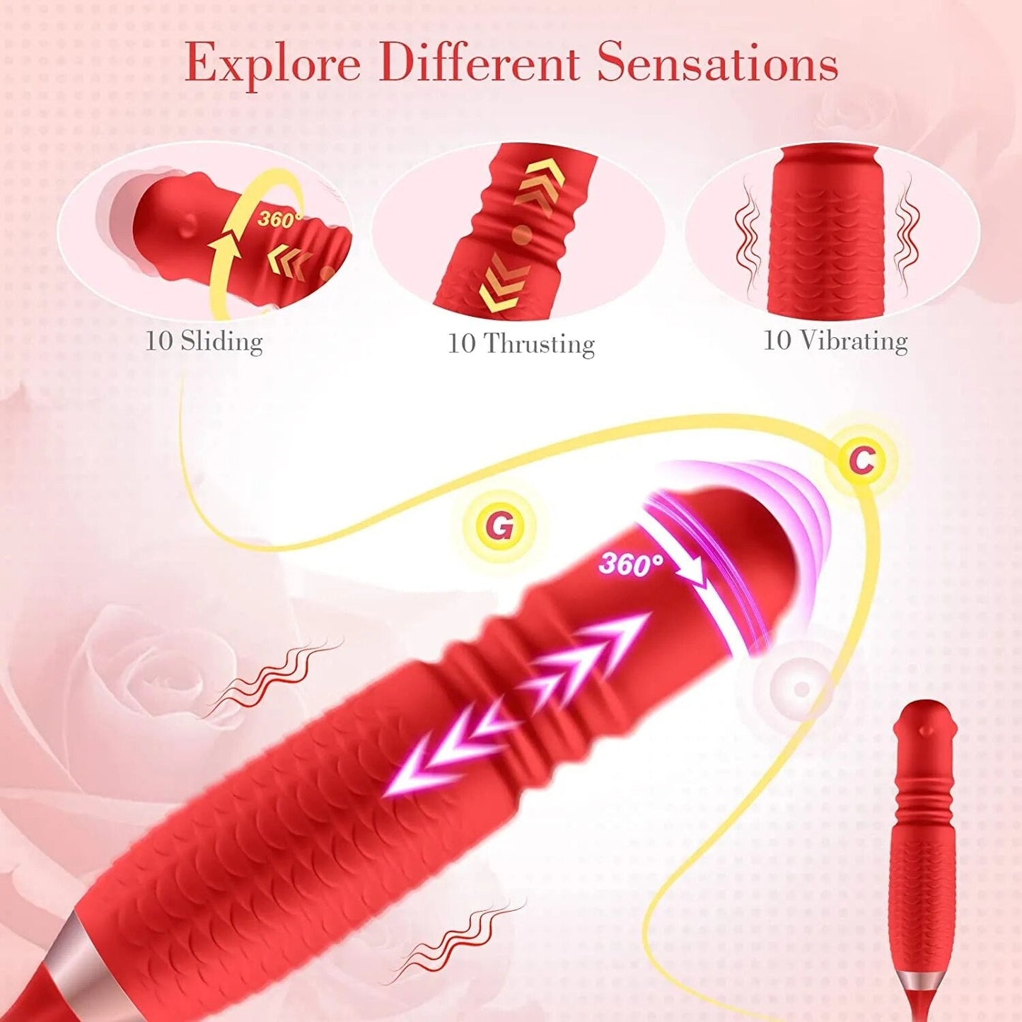 Rose Vibrator Rotating Clitoral Stimulator Vibrating Egg Plug for Women Anal Sex Toys