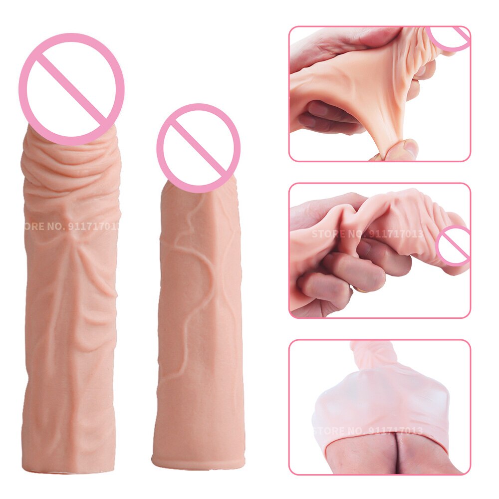 Reusable Liquid Silicone Penis Delay Ejaculation Male Sex Toys