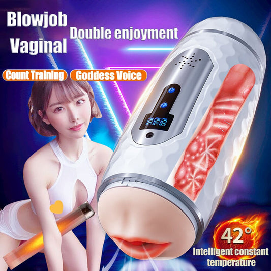 Dual head vibrator for adults, sex toy for men to masturbate, 18+ with masturbation aid.