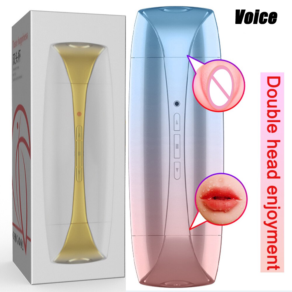 Dual-Head Vibrator Enjoyment Masturbation Cup Tongue Licking Vagina Pocket Pussy Adult Vibrator Sexy Toy for Men Orgasm