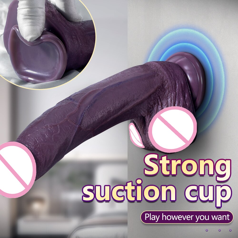 Black large silicone dildo realistic suction cup penis toy fake lesbian dildo sex supplies for men women adult 18+