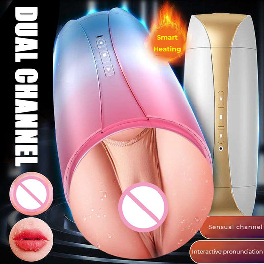Dual-Head Vibrator Enjoyment Masturbation Cup Tongue Licking Vagina Pocket Pussy Adult Vibrator Sexy Toy for Men Orgasm