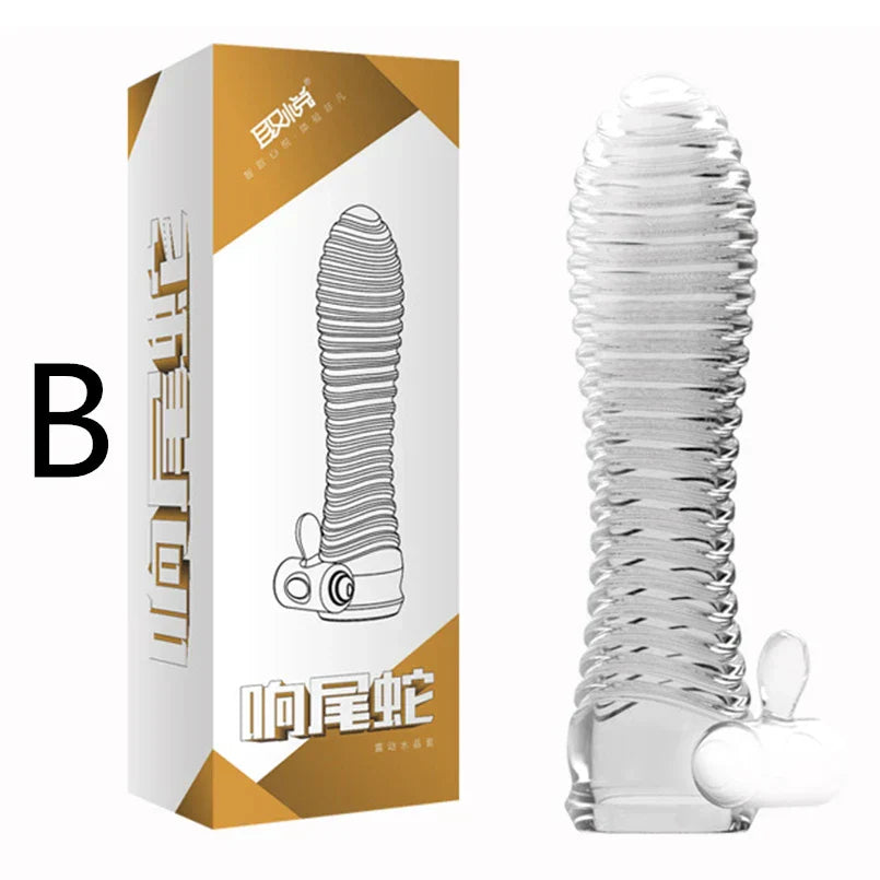 3 Types Condoms Granule Thread Wavy Line Delay Enlargement Penis Sleeve Egg Vibrator Reusable Condom Adult Sex Toys for Men