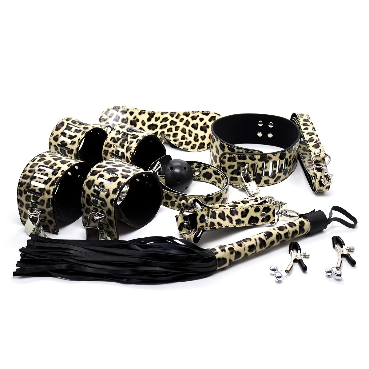 ของเล่นสำหรับผู้ใหญ่ชุดอุปกรณ์เครื่องพันธนาการ 10 ชิ้น สำหรับ BDSM โซ่ตรวนสำหรับเตียง พร้อมกุญแจมือสำหรับผู้ใหญ่ ปลอกคอ บอลแก๊ก ผ้าปิดตา ที่หนีบหัวนม และเชือกยาว 10 เมตร ชุดของเล่นสำหรับผู้หญิง