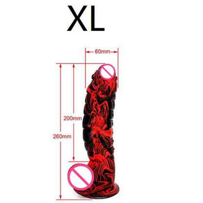 ของเล่นทางเพศ Couple's World Dildo สีผสมลายเกล็ดไดโนเสาร์ต่างดาว ผลิตจากซิลิโคนเหลวสำหรับผู้หญิง อุปกรณ์ช่วยตัวเองสุดเซ็กซี่