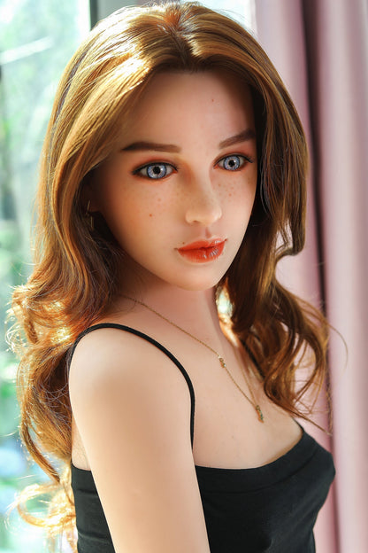 Jessica 159ซม. หัวแบบ TPE หน้าอกเล็ก ดอลล์เซ็กส์แบบเด็กสาวดูสมจริงสีน้ำตาลสำหรับผู้ชาย NO.1057