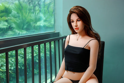 Jessica 159ซม. หัวแบบ TPE หน้าอกเล็ก ดอลล์เซ็กส์แบบเด็กสาวดูสมจริงสีน้ำตาลสำหรับผู้ชาย NO.1057