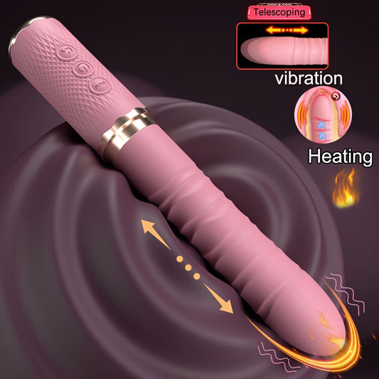 เครื่องสั่นดิลโด้แบบสอดพร้อมระบบสั่น 2 มอเตอร์สีชมพูสมจริงพร้อมระบบทำความร้อน อุปกรณ์เซ็กส์ทอย เครื่องสั่นสำหรับกระตุ้นคลิตอริสเพื่อการกระตุ้นทางทวารหนัก อุปกรณ์เซ็กส์ทอยแบบสั่นปรับความยาวได้ 10 โหมดสำหรับผู้หญิงและคู่รัก