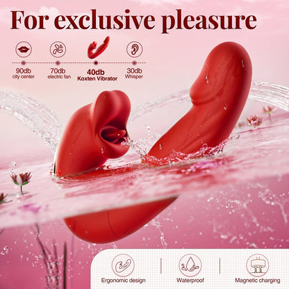 ของเล่นผู้ใหญ่แบบสั่นได้แบบสอดใส่ - เครื่องสั่น G-Spot สำหรับผู้หญิง ของเล่นทางเพศสำหรับผู้หญิงพร้อมโหมดสั่นและสอดใส่และเลีย 7 โหมด ของเล่นรูปทรงลิ้นสำหรับผู้หญิงเพื่อกระตุ้นคลิตอริส อุปกรณ์สอดใส่สำหรับผู้ใหญ่ ของเล่นทางเพศรูปดอกกุหลาบ