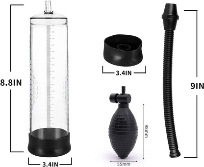 เครื่องปั๊มสุญญากาศสำหรับผู้ชาย Plus Pump เครื่องปั๊มเพิ่มขนาดสำหรับผู้ชาย 118511T ชุดถ้วยเพนิสแบบมืออาชีพ ปั๊มสุญญากาศแข็งแรงสำหรับใช้ในบ้าน (โปร่งใส/BB)