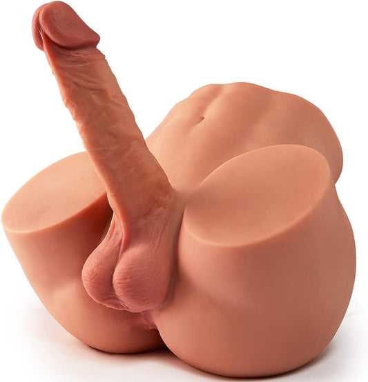 10.5 LB 2 in1 Torso Male Sex Doll with Realistic Dildo and Testis. Anal Male Masturbator with Tight Hole for Men Masturbation. Gohya Unisex Sex Toy for Couple Brown