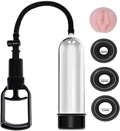 เครื่องปั๊มสุญญากาศสำหรับผู้ชาย Plus Pump เครื่องปั๊มเพิ่มขนาดสำหรับผู้ชาย 118511T ชุดถ้วยเพนิสแบบมืออาชีพ ปั๊มสุญญากาศแข็งแรงสำหรับใช้ในบ้าน (โปร่งใส/BB)