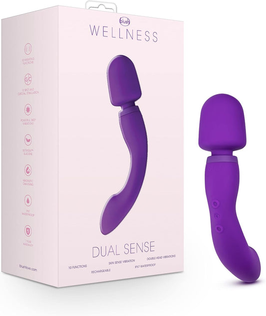 Blush Wellness Dual Sense - ไม้นวดซิลิโคนนุ่มพิเศษแบบสัมผัสที่ไวต่อการเคลื่อนไหว - นวัตกรรมใหม่ - เหมาะสำหรับกล้ามเนื้อที่ปวดเมื่อย - ฟังก์ชันการสั่นสะเทือนที่ทรงพลัง 10 แบบที่ปลายทั้งสองข้างของไม้นวด - กันน้ำระดับ IPX7