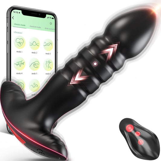 Anal Plug Vibrator พร้อมแอปควบคุม อุปกรณ์ช่วยกระตุ้นความต้องการทางเพศสำหรับผู้ชายและผู้หญิง - เครื่องนวดต่อมลูกหมากพร้อมโหมดการสั่น 7 แบบ อุปกรณ์ช่วยกระตุ้นก้นสำหรับผู้ชายและผู้หญิง (สีดำ)