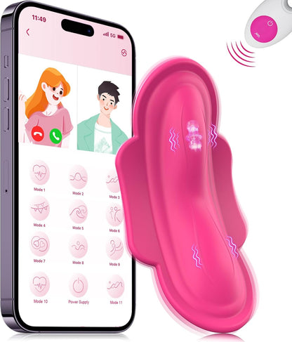 กางเกงในแบบสวมใส่ APP รีโมทควบคุมเครื่องสั่นสำหรับผู้หญิงหรือคู่รัก ของเล่นทางเพศสำหรับผู้ใหญ่ เครื่องสั่นรูปไข่ผีเสื้อขนาดเล็กสำหรับกระตุ้นคลิตอริส ของเล่นรูปกุหลาบ เครื่องกระตุ้นจุด G และช่องคลอดพร้อมเครื่องเลียลิ้นจำลอง