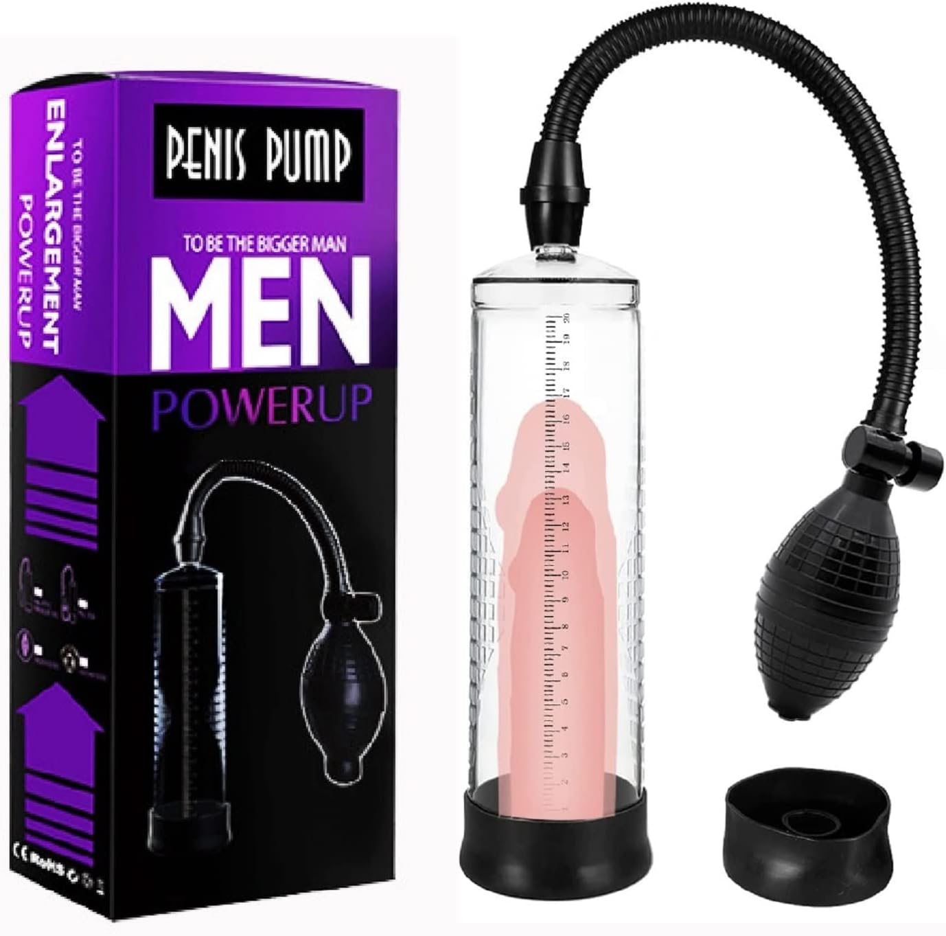 เครื่องปั๊มสุญญากาศสำหรับผู้ชาย Plus Pump เครื่องปั๊มเพิ่มขนาดสำหรับผู้ชาย 118511T ชุดถ้วยเพนิสแบบมืออาชีพ ปั๊มสุญญากาศแข็งแรงสำหรับใช้ในบ้าน (โปร่งใส/BB)