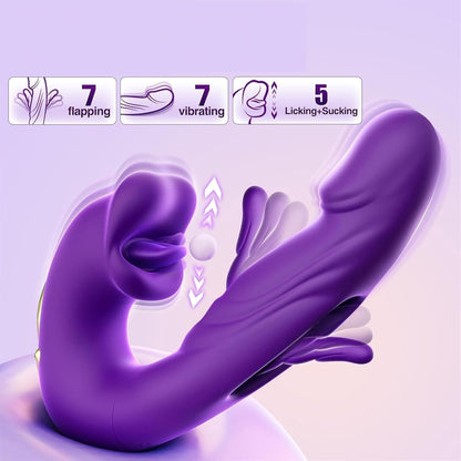 เครื่องนวดสั่น G-Spot สำหรับผู้หญิง 3 in 1 แบบเลียลิ้นพร้อมที่กระตุ้นคลิตอริสสำหรับผู้ใหญ่