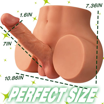 หุ่นยางชายสำเร็จความใคร่ Torso 2 in 1 ขนาด 10.5 ปอนด์ พร้อมดิลโด้และอัณฑะที่เหมือนจริง อุปกรณ์ช่วยสำเร็จความใคร่ชายทางทวารหนักพร้อมช่องคลอดที่คับแน่นสำหรับผู้ชาย อุปกรณ์สำเร็จความใคร่ Unisex Gohya สำหรับคู่รัก สีน้ำตาล
