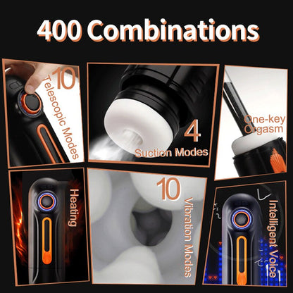 เครื่องช่วยสำเร็จความใคร่ชาย 6in1 อัตโนมัติพร้อมระบบดูดและการสั่นสะเทือน ช่องคลอดเทียมเสมือนจริง เครื่องเป่าสำเร็จความใคร่สำหรับผู้ใหญ่ ของเล่นเซ็กส์