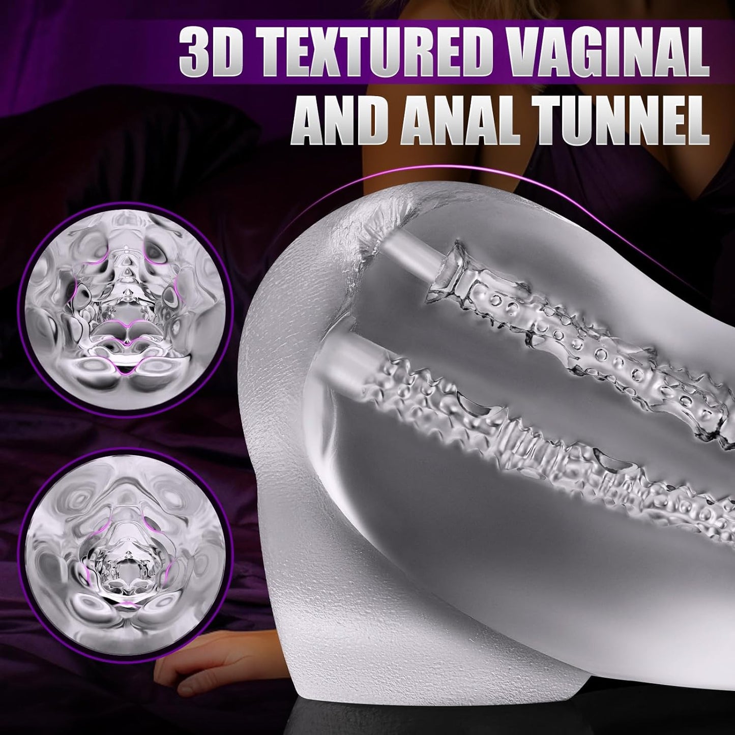 Male Masturbators Sex Toy - อุปกรณ์ช่วยสำเร็จความใคร่ชาย ตุ๊กตายางใสสำหรับช่วยสอดใส่ มีช่องคลอดและทวารหนักแบบบริสุทธิ์ ช่องคลอดจำลองขนาดเล็กกระทัดรัด มี 2 รู อุปกรณ์ช่วยสำเร็จความใคร่ชายและของเล่นผู้ใหญ่ 5.5 ปอนด์