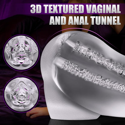 Male Masturbators Sex Toy - อุปกรณ์ช่วยสำเร็จความใคร่ชาย ตุ๊กตายางใสสำหรับช่วยสอดใส่ มีช่องคลอดและทวารหนักแบบบริสุทธิ์ ช่องคลอดจำลองขนาดเล็กกระทัดรัด มี 2 รู อุปกรณ์ช่วยสำเร็จความใคร่ชายและของเล่นผู้ใหญ่ 5.5 ปอนด์