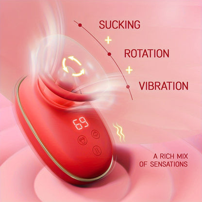 เครื่องนวดดอกกุหลาบ 9 ระดับการสั่นสะเทือน 9 ระดับการเลีย 3 ระดับการดูด ของเล่นทางเพศสำหรับผู้หญิง
