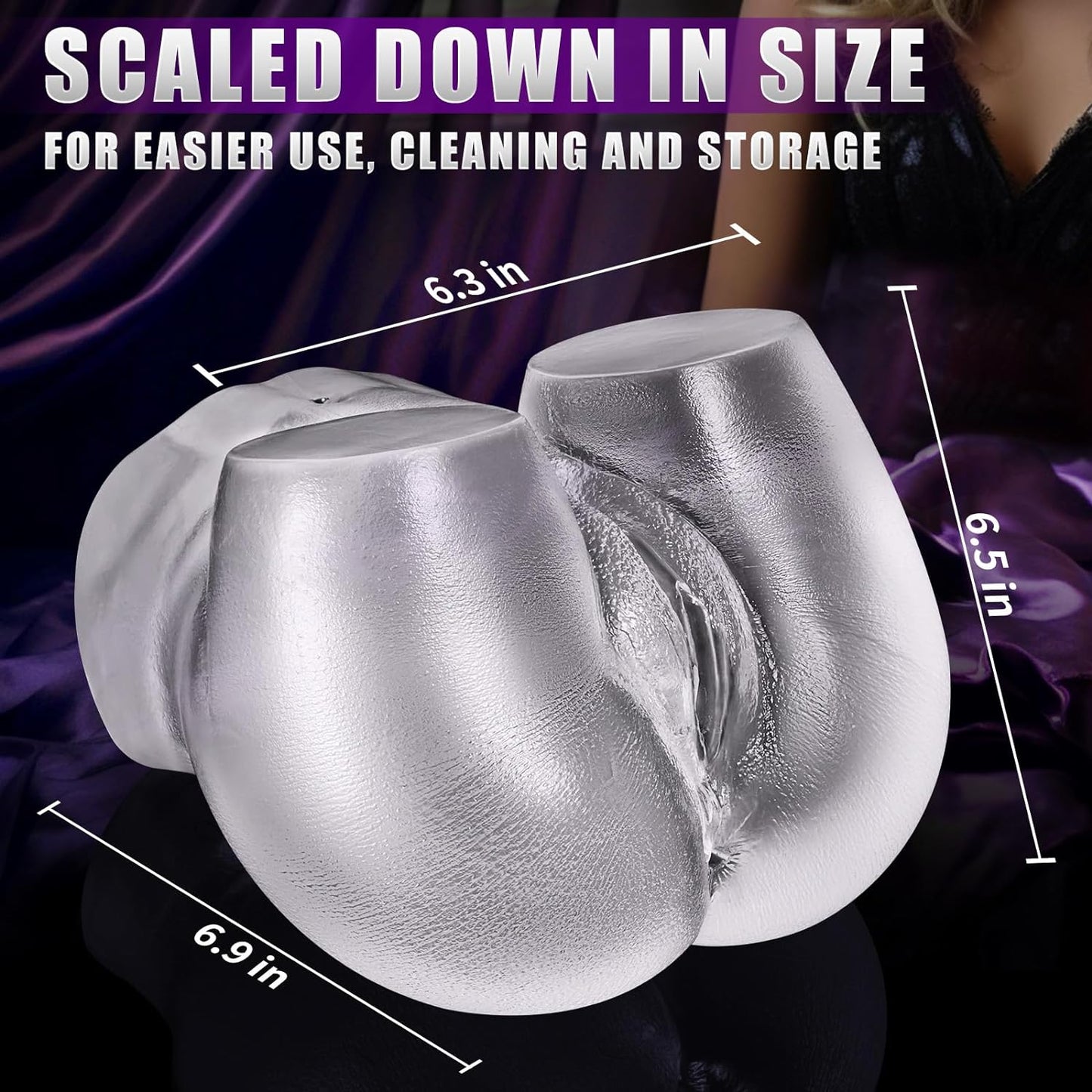 Male Masturbators Sex Toy - อุปกรณ์ช่วยสำเร็จความใคร่ชาย ตุ๊กตายางใสสำหรับช่วยสอดใส่ มีช่องคลอดและทวารหนักแบบบริสุทธิ์ ช่องคลอดจำลองขนาดเล็กกระทัดรัด มี 2 รู อุปกรณ์ช่วยสำเร็จความใคร่ชายและของเล่นผู้ใหญ่ 5.5 ปอนด์