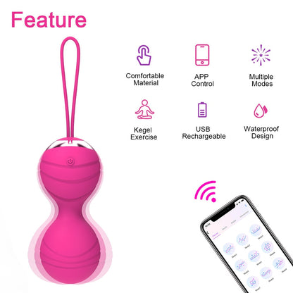 APP รีโมทควบคุมไข่สั่นแบบมีเชือกรูด รูปแบบลายเส้น อุปกรณ์สั่นสำหรับกระชับช่องคลอด อุปกรณ์สำเร็จความใคร่ ไวเบรเตอร์ ของเล่นทางเพศสำหรับผู้หญิง