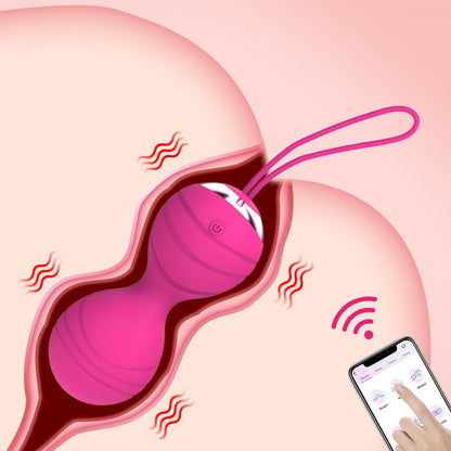 APP รีโมทควบคุมไข่สั่นแบบมีเชือกรูด รูปแบบลายเส้น อุปกรณ์สั่นสำหรับกระชับช่องคลอด อุปกรณ์สำเร็จความใคร่ ไวเบรเตอร์ ของเล่นทางเพศสำหรับผู้หญิง