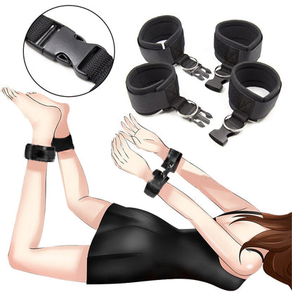 เกมสำหรับผู้ใหญ่ ของเล่นทางเพศทาสสำหรับผู้หญิง BDSM อุปกรณ์รัดพันธนาการ กุญแจมือแบบปรับได้ สายรัดข้อเท้าไนลอน ผลิตภัณฑ์สำหรับคู่รัก