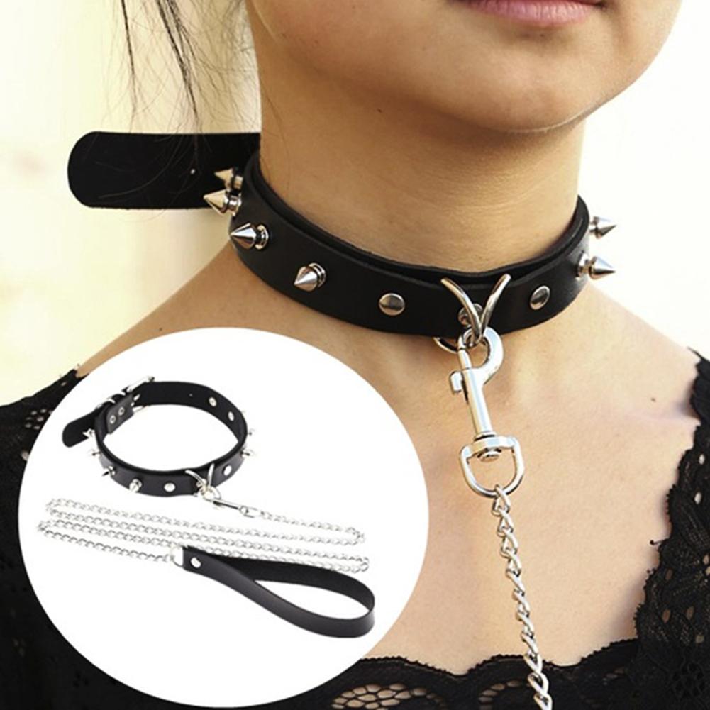 ของเล่นทางเพศสำหรับผู้ใหญ่ ปลอกคอหนังเทียมแนวอีโรติก BDSM ปลอกคอติดหมุด เชือกจูง อุปกรณ์พันธนาการ ของเล่นทางเพศสำหรับคู่รัก
