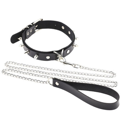 ของเล่นทางเพศสำหรับผู้ใหญ่ ปลอกคอหนังเทียมแนวอีโรติก BDSM ปลอกคอติดหมุด เชือกจูง อุปกรณ์พันธนาการ ของเล่นทางเพศสำหรับคู่รัก