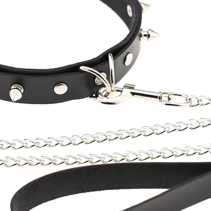 ของเล่นทางเพศสำหรับผู้ใหญ่ ปลอกคอหนังเทียมแนวอีโรติก BDSM ปลอกคอติดหมุด เชือกจูง อุปกรณ์พันธนาการ ของเล่นทางเพศสำหรับคู่รัก