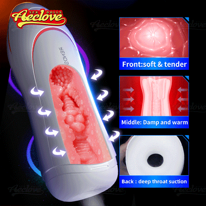 Aeclove เครื่องช่วยตัวเองแบบอัตโนมัติ ถ้วยช่วยตัวเองสำหรับผู้ชาย Homme Masturbator ช่องคลอดเทียม TPE สมจริง ของเล่นทางเพศสำหรับผู้ชาย