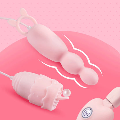 ของเล่นทางเพศสำหรับผู้หญิง จุกเสียบก้นไวเบรเตอร์ ไวเบรเตอร์ลิ้น กระตุ้นจุดเสียว หัวนมดูด พลังงาน USB นวดจุด G ไข่สั่น